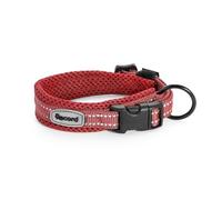 Record - Collare Cane Ande - Realizzato in Nylon Resistente - Dettagli Catarifrangenti - Clip di Chiusura in Plastica - Colore Rosso - Taglia M - 2 cm - Circonferenza 40-45 cm