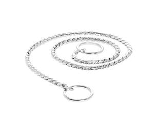 Record - Collare per Cani - Catena a Serpentina Fine con Sistema a Strozzo - Realizzato in Acciaio Cromato -Taglia 3XL - Dimensione: 0,4 cm - Lunghezza 60 cm