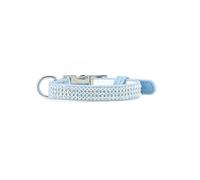 Record - Collare per Cani e Gatti Paris - Realizzato in Morbida Similpelle - Finitura con Strass - Taglia XXS - 1,5 cm - Circonferenza 22-30 cm - Colore Azzurro