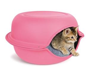 Record - Cuccia per Gatti di Peluche con Cuscino Elegante, Richiudibile e Confortevole. Angolo Relax per il micio comodo e sicuro | Rosa, 44 x 44 x 25 cm