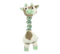 Record - Gioco interattivo per Cani in Peluche con corda elasticizzata Elastic Friends. Gioco da afferrare, tirare e masticare perfetto per tutte le taglie | Mucca, 44 cm