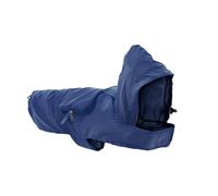 Record Impermeabile Pocket per Cani con Cappuccio Regolabile. Cappotto per cani tascabile e ripiegabile con chiusura a strappo. Giacca Antipioggia per Cani con il foro per il guinzaglio|(Blu, XS)