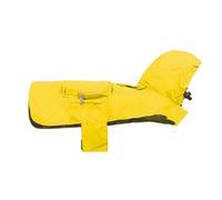 Record Impermeabile Pocket per Cani con Cappuccio Regolabile. Cappotto per cani tascabile e ripiegabile con chiusura a strappo. Giacca Antipioggia per Cani con il foro per il guinzaglio|(Giallo, S)