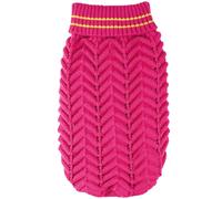 Record - Maglioncino per Cani Dolly. Maglione per cani con Lavorazione a Spighe con Collo Alto per uno Stile Romantico ed Elegante, Foro Guinzaglio e Lavabile in Lavatrice | Fucsia, S