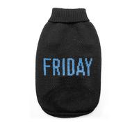 Record - Maglioncino per Cani Everyday. Maglione per Cani Morbido a Collo Alto con Passagamba Elasticizzato, Ricamato con scritta 'Friday' | Nero, M - Lunghezza dorso 40 cm