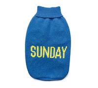 Record - Maglioncino per Cani Everyday. Maglione per Cani Morbido a Collo Alto con Passagamba Elasticizzato, Ricamato con scritta 'Sunday' | Blu, M - Lunghezza dorso 40 cm