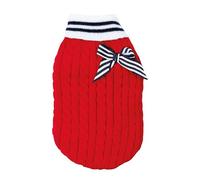 Record - Maglioncino per Cani Francesino caldo ed elegante. Maglione con Collo Alto, Lavorazione a Costa Inglese e Fiocchettino Decorativo, Foro Guinzaglio e Lavabile in Lavatrice | Rosso, XS