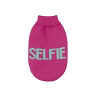 Record - Maglioncino per Cani Influencer. Maglione per Cani Morbido a Collo Alto con Passagamba Elasticizzato, Ricamato con scritta 'Party Time' | Fucsia, S - Lunghezza dorso 35 cm
