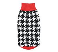 Record - Maglioncino per Cani Shopping,lunghezza dorso 50 cm. Maglione con Collo Alto Dolcevita, Fantasia Bianco-Nera con Dettagli Rossi, Foro Guinzaglio e Lavabile in Lavatrice | Xl
