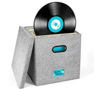 Record Organizer Storage - Stackable Portable Record Holder, Album Storage File Boxes With Clear Label Pouch For Office Supplies Documents Vinyl Records Home Organizer For Birthday Christmas