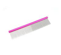 Record - Pettine per Cani e Gatti Professionale in Acciaio Inox a Doppia Maglia. Pettine per animali domestici con Denti Conici Antistatici e Impugnatura in Alluminio per tutti i manti. | 20 x 4,5cm