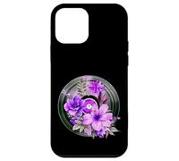 Record Player LP Music Themed Pressed Flower Purple Floral Custodia per iPhone 12 mini