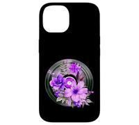 Record Player LP Music Themed Pressed Flower Purple Floral Custodia per iPhone 14