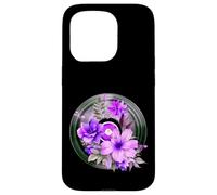 Record Player LP Music Themed Pressed Flower Purple Floral Custodia per iPhone 15 Pro