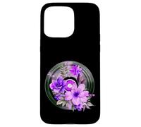 Record Player LP Music Themed Pressed Flower Purple Floral Custodia per iPhone 15 Pro Max