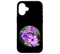 Record Player LP Music Themed Pressed Flower Purple Floral Custodia per iPhone 16