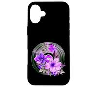 Record Player LP Music Themed Pressed Flower Purple Floral Custodia per iPhone 16 Plus