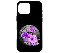 Record Player LP Music Themed Pressed Flower Purple Floral Custodia per iPhone 16 Pro Max