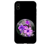 Record Player LP Music Themed Pressed Flower Purple Floral Custodia per iPhone XS Max