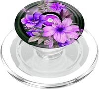 Record Player LP Music Themed Pressed Flower Purple Floral PopSockets PopGrip per MagSafe
