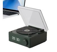 Record Player With Speakers, Wireless Turntable Clock, Vertical Music Player Stand, Smart Audio System, Built In Alarm Feature, Ideal for Bedroom, Garage, Yard, Beach, Biking Use