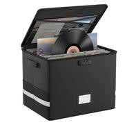 Record Storage Box - Fireproof Waterproof Organizer | Resistant Storage Container | Durevole Vinyl Rec0rd Holder | Water Proof File Organiser For 150 Plus 12-Inch Records CDs And Media