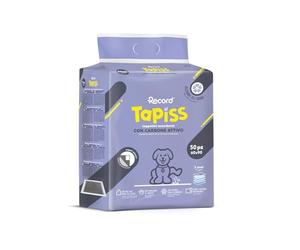 Record Tapiss Tappetini per Cani Usa e Getta Ultra Assorbenti ai Carboni Attivi con Base Impermeabile. Traverse per cani con Pura cellulosa e Angoli Adesivi|Confezione 50 tappetini, Misure 60 x 90 cm