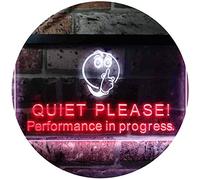Recording Quiet Please Performance in Progress Dual Color LED Enseigne Lumineuse Neon Sign Blanc et rouge 600 x 400mm st6s64-i0106-wr