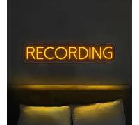 Recording - Targa al neon, studio LED, luci decorative dal vivo, per streamer, influencer, giocatori, camere, bar, club, casa, decorazione per feste (giallo)