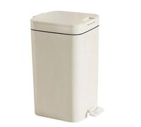 Rectangular Plastic Step-On Trash Can, Rubbish Bin Kitchen with Lid Soft Close for Bedroom, Office, Living Room Bathroom(bianca,18L)