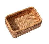 Rectangular Rattan Storage Baskets Handmade Woven Nesting Wicker Baskets for Decor Fruit Tray and Snack Storage Box per Cameretta Salotto(9 * 16 * 25cm)