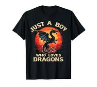 Recto Just A Boy Who Loves Dragons Fantastico design Dragon Lover Maglietta