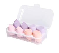 RECTYO GALLERY Set di 8 spugne per il trucco con scatola portaoggetti, per fondotinta e cipria, per liquidi e BB cream, per uso asciutto e bagnato (multicolore)