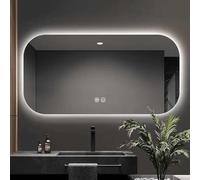Recu - Specchio angolare da bagno con sistema antiappannamento C, design retrò, 3 temperature di colore, montaggio a parete, 70 x 90 cm, perfetto per interni