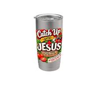 Recuperare il ritardo con Gesù Christian Ketchup Pun Meme Detto divertente Bicchiere termico in acciaio inox doppia parete