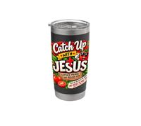 Recuperare il ritardo con Gesù Christian Ketchup Pun Meme Detto divertente Bicchiere termico in acciaio inox doppia parete
