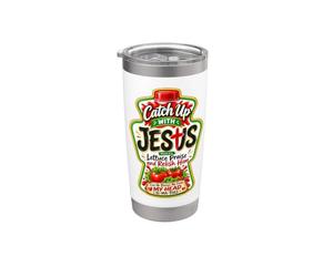 Recuperare il ritardo con Gesù Christian Ketchup Pun Meme Detto divertente Bicchiere termico in acciaio inox doppia parete