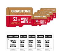 【Recupero dati gratuito per 5 anni】GIGASTONE MicroSDHC 32 GB (Set da 5), 4K Fotocamera Pro, compatibile con GoPro Drone Switch, Velocità 95 MB/s. per 4K UHD Video, A2 U3 V30, con adattatore