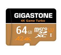 【Recupero dati gratuito per 5 anni】GIGASTONE scheda di memoria 64 GB 4K Game Turbo, Specialmente per GoPro Drone Switch, Velocità 95 MB/s. per video 4K, A2 U3 V30 Scheda Micro SDXC con Adattatore SD.