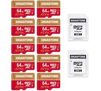 【Recupero dati gratuito per 5 anni】GIGASTONE scheda di memoria 64 GB Set da 10, 4K Camera Pro, Specialmente per GoPro Drone Switch, Velocità 95 MB/s. A2 U3 V30 Scheda Micro SDXC con Adattatore SD.