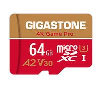[Recupero dati gratuito per 5 anni] Scheda Micro SD Gigastone da 64 GB, 4K Game Pro, scheda di memoria MicroSDXC per Nintendo Switch, GoPro, telecamera di sicurezza, DJI, Drone, video UHD, R/W fino a
