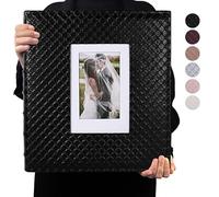 RECUTMS Fotoalbum 10 x 15 600 Fotos Schwarze Innenseite Knopf Genarbtes Leder Große Kapazität Fotoalbum Geburtstag Weihnachten Hochzeitstag (Schwarz)