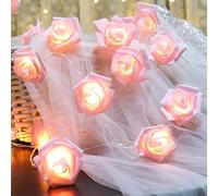RECUTMS Stringa di luci a forma di rosa, 20 LED a forma di fiore rosa, alimentate a batteria, per interni, regalo per San Valentino, matrimonio, casa, camera da letto, ragazze, festa della mamma,