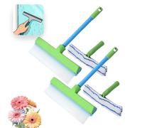 Recyclable Silicone Window Scraper Set, streak-free glass cleaning tool for windows, rearview mirrors and more. (2*Green)