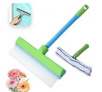 Recyclable Silicone Window Scraper Set, streak-free glass cleaning tool for windows, rearview mirrors and more. (Green)