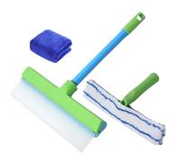 Recyclable Silicone Window Squeegee Kit, Glass Cleaning Tools With Silicone Squeegee & Scrubber for Shower Glass Mirror Door Car (handle (30cm/11.81 in))