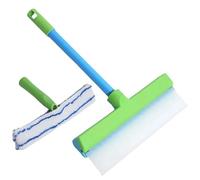 Recyclable Silicone Window Squeegee Kit, Window Cleaning Kit with Microfiber Scrubber & Handle Cleaning Tools for Glass Shower Car Door Streak-Free (1pcs)