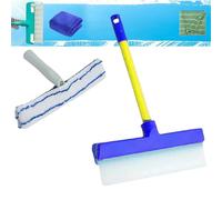 Recyclable Silicone Window Squeegee Kit with Microfiber Scrubber for Shower Glass, Mirror, Door, and Car Cleaning - Streak-Free Window Cleaning Tools Included (Blue)