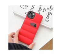 (red, 13 Black lens) Winter Down Jacket 3d The Puffer Soft Cloth Phone Case ,3d Cute Shockproof Cover Case For Iphone 12 Promax/ 13 Promax