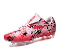 (Red, 44) Football shoes available in three colors with a choice between TF studs and FG long studs, designed for both men and women.